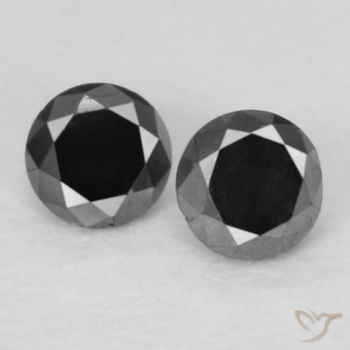 0.11ctw Natural Preto Diamante, Redondo, Opaco