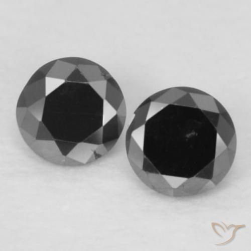 0.09ctw Natural Preto Diamante, Redondo, Opaco