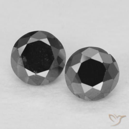 0.11ctw Natural Preto Diamante, Redondo, Opaco
