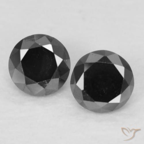 0.09ctw Natural Preto Diamante, Redondo, Opaco