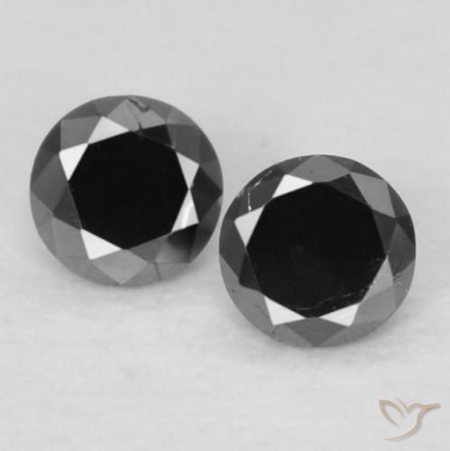 0.09ctw Natural Preto Diamante, Redondo, Opaco