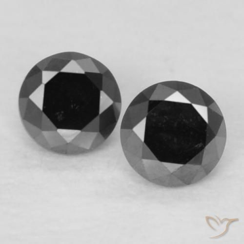 0.09ctw Natural Preto Diamante, Redondo, Opaco