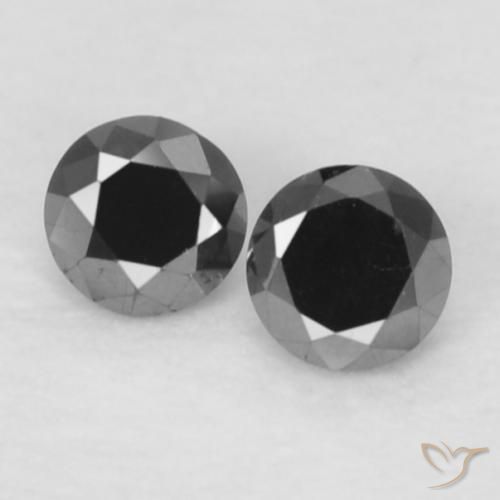 0.09ctw Natural Preto Diamante, Redondo, Opaco