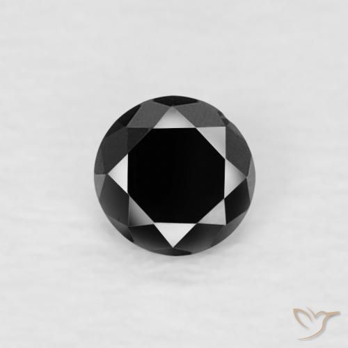0.08ct Natural Preto Diamante, Redondo, Opaco