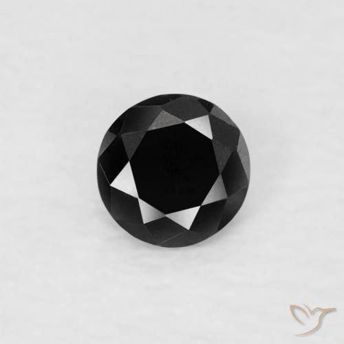 0.07ct Natural Preto Diamante, Redondo, Opaco