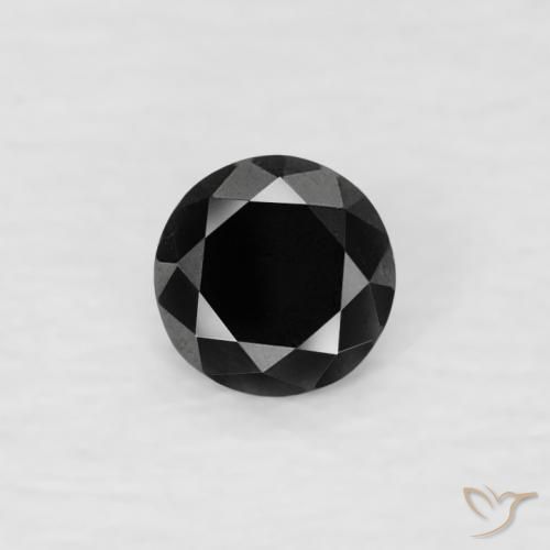 0.07ct Natural Preto Diamante, Redondo, Opaco