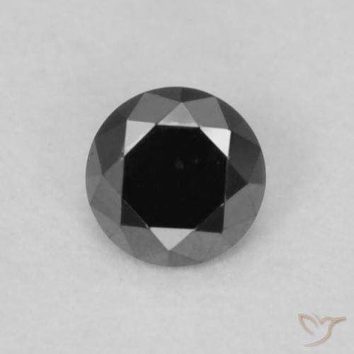 0.07ct Natural Preto Diamante, Redondo, Opaco