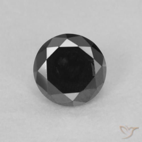 0.07ct Natural Preto Diamante, Redondo, Opaco