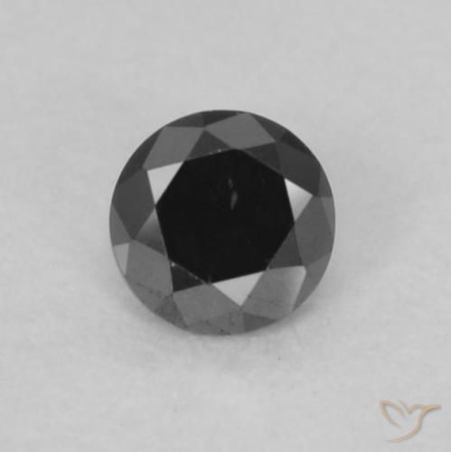 0.07ct Natural Preto Diamante, Redondo, Opaco
