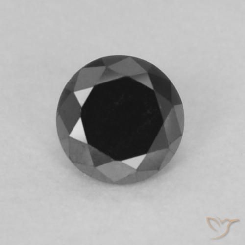 0.08ct Natural Preto Diamante, Redondo, Opaco