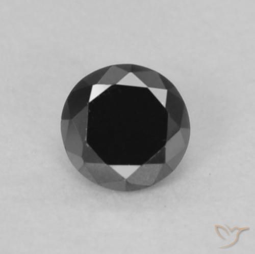 0.07ct Natural Preto Diamante, Redondo, Opaco