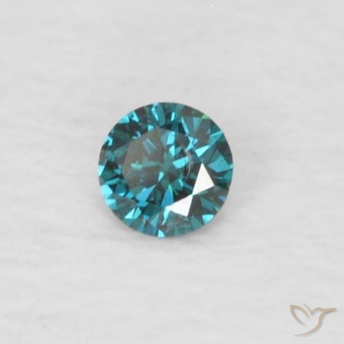 Diamante azul natural 0,03ct, corte redondo, VVS-VS
