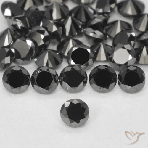 0.05ct Natural Preto Diamante, Redondo, Opaco