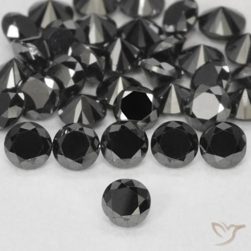 Diamante Preto Natural 0.05ct, Redondo, Opaco
