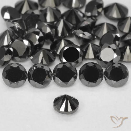 Diamante Preto Natural 0.05ct, Redondo, Opaco