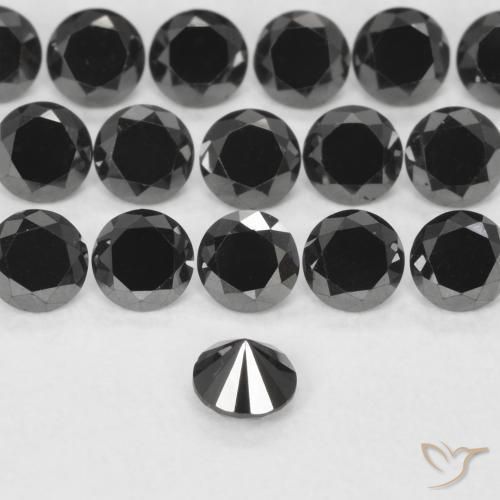 Diamante Preto Natural 0.14ct, Redondo, Opaco