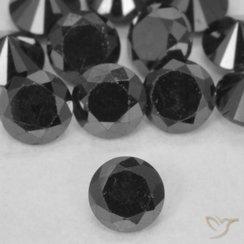 0.11ct Natural Preto Diamante, Redondo, Opaco