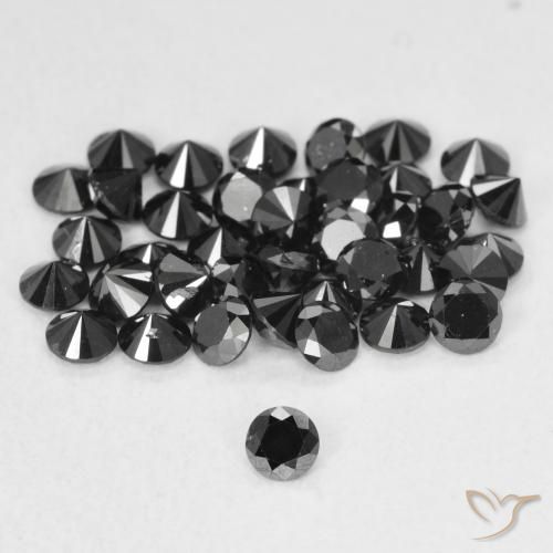 0.07ct Natural Preto Diamante, Redondo, Opaco