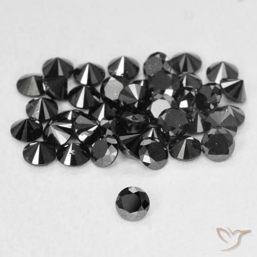 Diamante Preto Natural 0.07ct, Redondo, Opaco