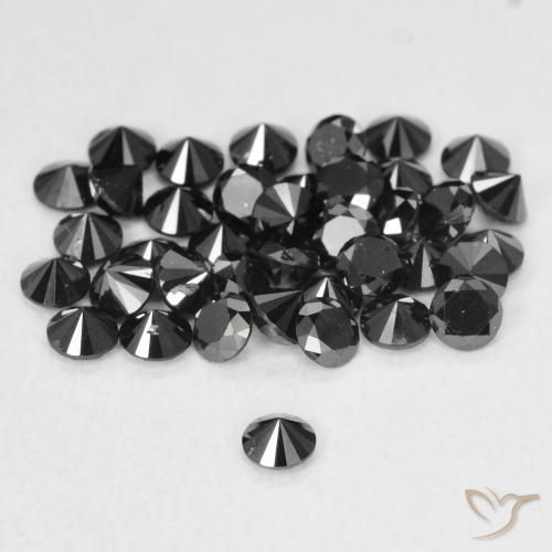 Diamante Preto Natural 0.07ct, Redondo, Opaco