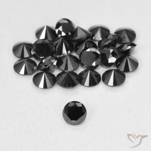 0.07ct Natural Preto Diamante, Redondo, Opaco