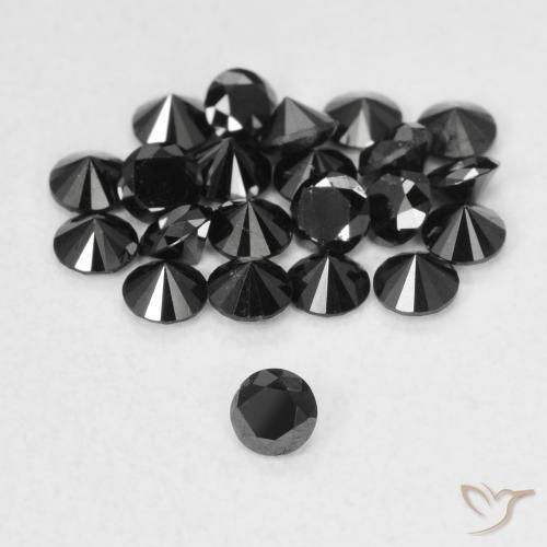Diamante Preto Natural 0.07ct, Redondo, Opaco