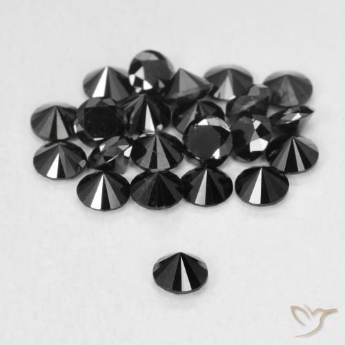 Diamante Preto Natural 0.07ct, Redondo, Opaco