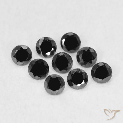 0.05ct Natural Preto Diamante, Redondo, Opaco
