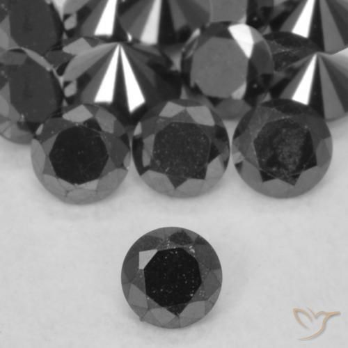 Diamante Preto Natural 0.06ct, Redondo, Opaco