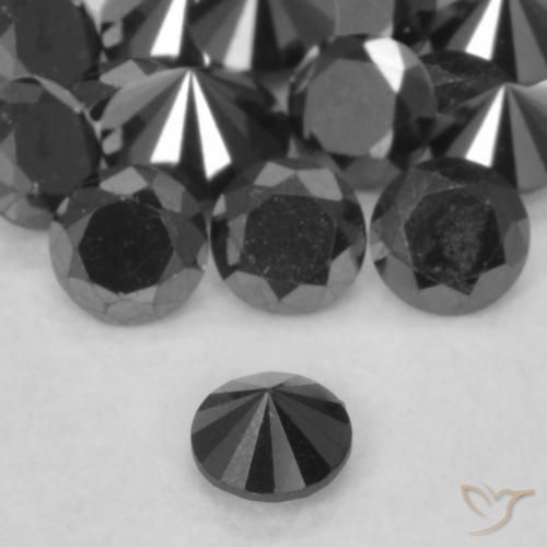 Diamante Preto Natural 0.06ct, Redondo, Opaco