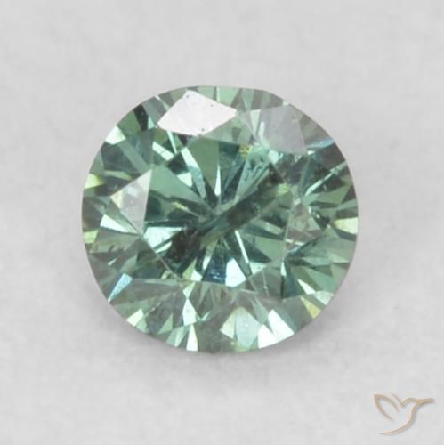 0.09ct Natural Menta verde Diamante, Redondo, SI