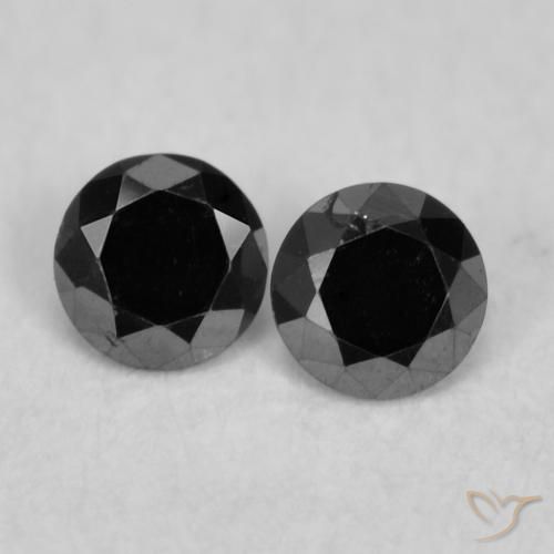 0.08ctw Natural Preto Diamante, Redondo, Opaco