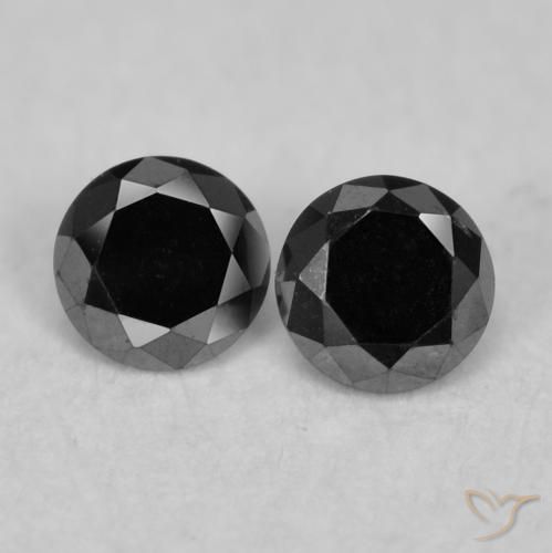0.09ctw Natural Preto Diamante, Redondo, Opaco