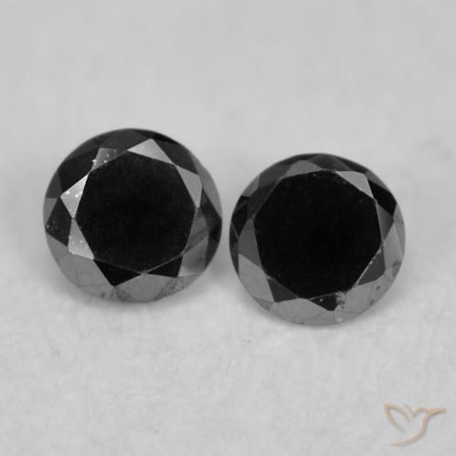 0.08ctw Natural Preto Diamante, Redondo, Opaco