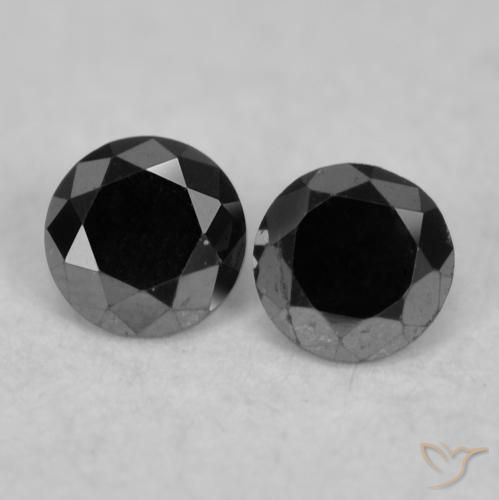 0.09ctw Natural Preto Diamante, Redondo, Opaco