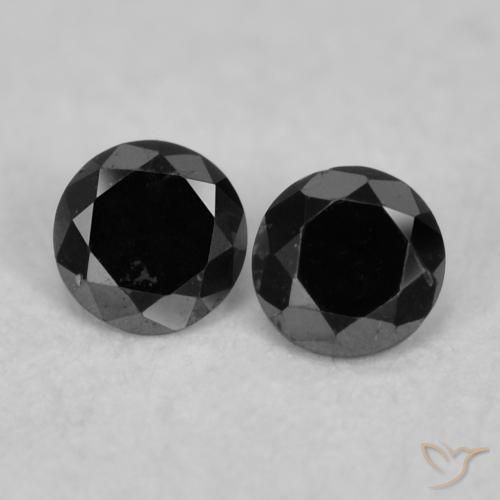 0.07ctw Natural Preto Diamante, Redondo, Opaco