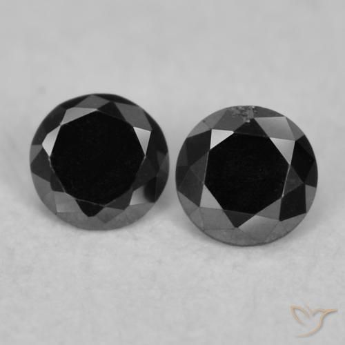 0.09ctw Natural Preto Diamante, Redondo, Opaco