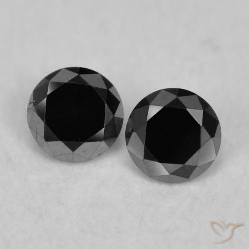 0.09ctw Natural Preto Diamante, Redondo, Opaco