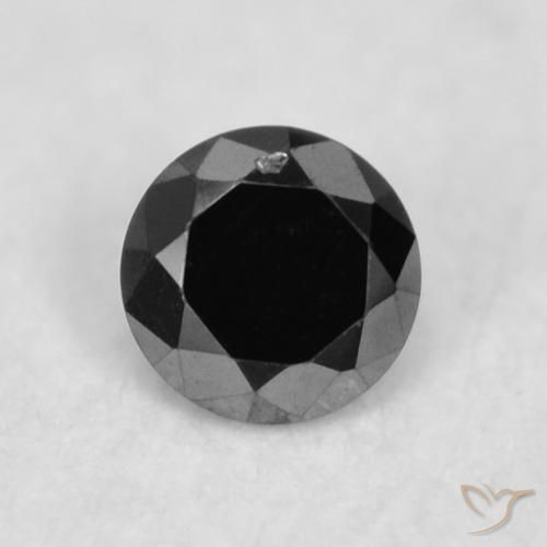 0.02ct Natural Preto Diamante, Redondo, Opaco