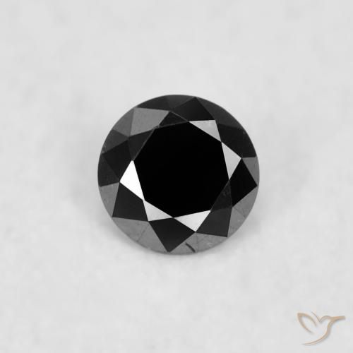 0.02ct Natural Preto Diamante, Redondo, Opaco