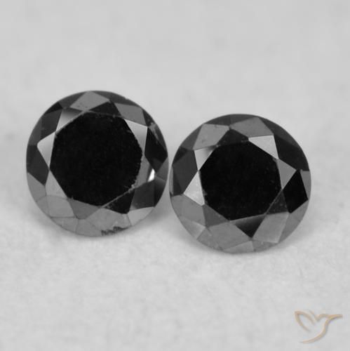 0.08ctw Natural Preto Diamante, Redondo, Opaco