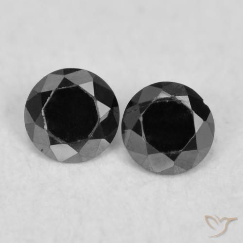 0.08ctw Natural Preto Diamante, Redondo, Opaco