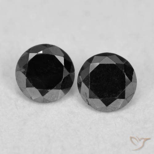 0.08ctw Natural Preto Diamante, Redondo, Opaco