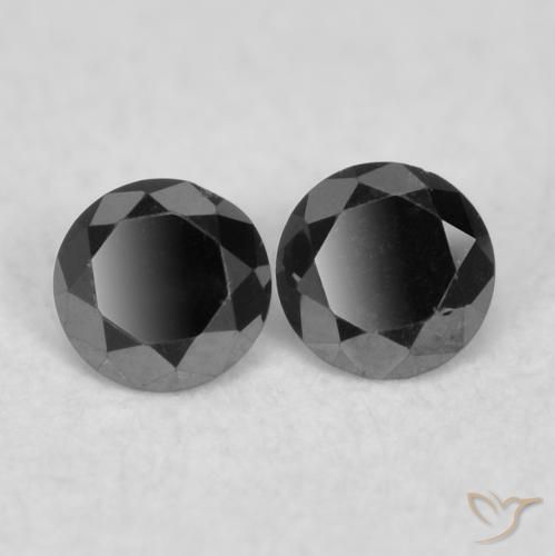 0.07ctw Natural Preto Diamante, Redondo, Opaco