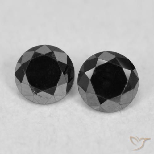 0.08ctw Natural Preto Diamante, Redondo, Opaco