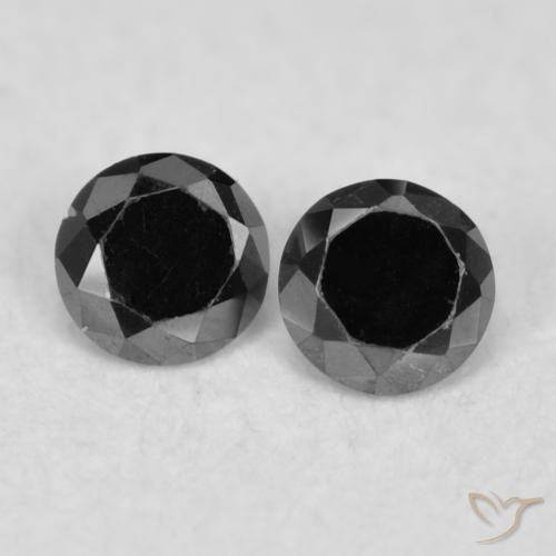 0.07ctw Natural Preto Diamante, Redondo, Opaco