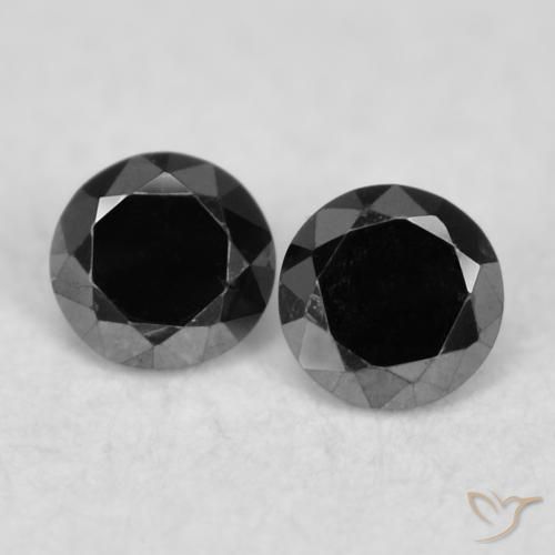 0.09ctw Natural Preto Diamante, Redondo, Opaco
