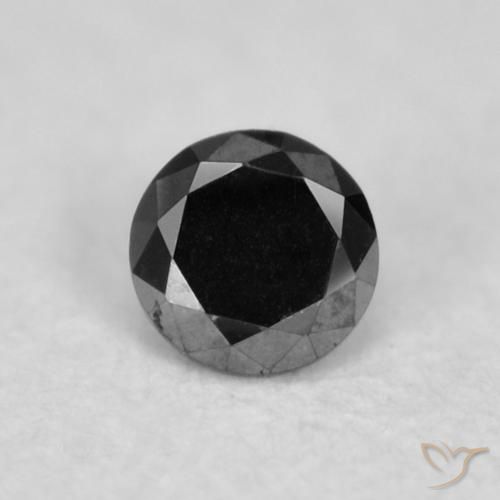 0.02ct Natural Preto Diamante, Redondo, Opaco