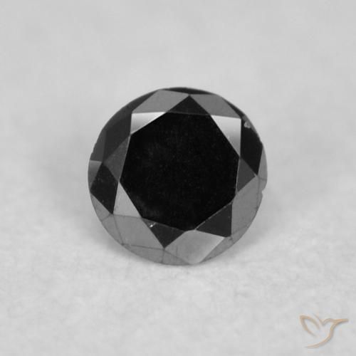 0.02ct Natural Preto Diamante, Redondo, Opaco