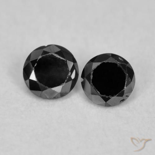 0.08ctw Natural Preto Diamante, Redondo, Opaco